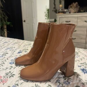 Madden Girl Glossy Brown Heeled Boots